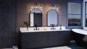 A beautiful bathroom with unique UQL4118 Traditional Bath Fixtures and lighting fixtures, presented by Urban Ambiance.