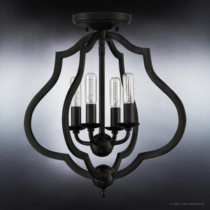 Gorgeous Art Deco ceiling light fixture with three light bulbs.