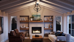 An image of a living room with the Urban Ambiance UQL4130 Art Deco Ceiling 15.5''H x 15''W lighting fixture.