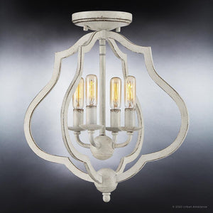 An Urban Ambiance white UQL4131 Art Deco Ceiling 15.5''H x 15''W light fixture with three gorgeous light bulbs.