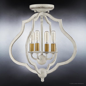 A beautiful Art Deco luxury lighting fixture with a burnished white finish, from the Stafford Collection by Urban Ambiance.