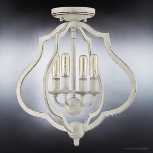 A gorgeous Art Deco lighting fixture from the Stafford Collection, the Urban Ambiance UQL4131 features a burnished white finish and three light bulbs.