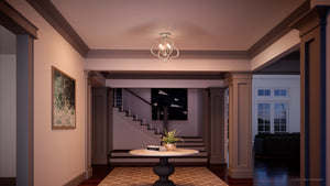 A unique lighting fixture featuring the UQL4131 Art Deco Ceiling 15.5''H x 15''W, Burnished White Finish, Stafford Collection by Urban Ambiance.