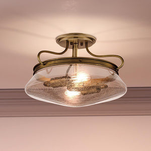 A unique Urban Ambiance UQL4162 Craftsman Ceiling 11''H x 14''W light with a glass shade.