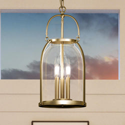 A beautiful Urban Ambiance French Country Chandelier with a view of the sky.