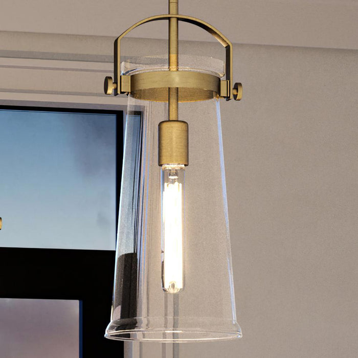 UQL4252 Classic Pendant 17''H x 7''W, Rustic Brass Finish, Pembroke Collection