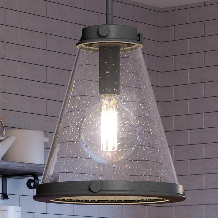 UQL4290 Modern Farmhouse Pendant 14.75''H x 13''W, Black Sand Finish, Tiverton Collection