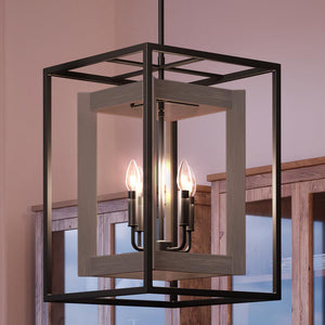An UQL4300 Modern Farmhouse Chandelier 22.75''H x 15''W, Black Bronze Finish, Barnstaple Collection by Urban Ambiance with a unique