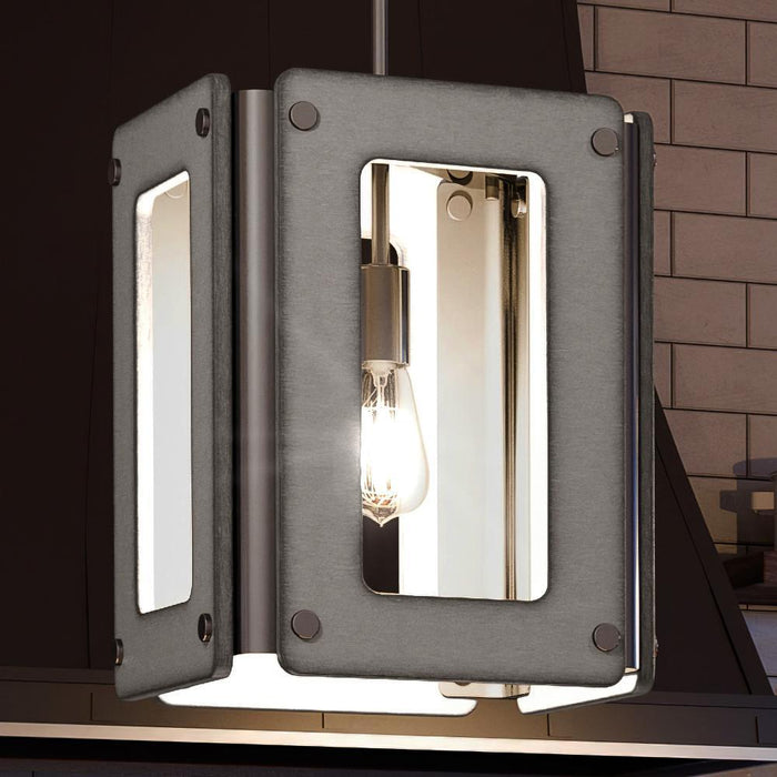 UQL4401 Vintage Pendant 13.5''H x 10.75''W, Brushed Nickel Finish, Whitfield Collection