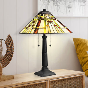 Urban Ambiance - Table Lamp - UQL7008 American Bungalow Indoor Table Lamp, 23.25''H x 14''W x 14''D, Matte Black Finish, Hillingdon Collection -