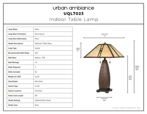 Urban Ambiance - Table Lamp - UQL7023 American Bungalow Indoor Table Lamp, 26.5''H x 17''W x 17''D, Burnt Sienna Finish, Dales Collection -