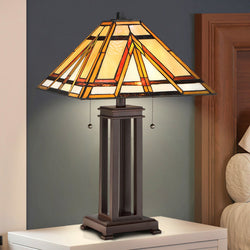 Urban Ambiance - Table Lamp - UQL7024 Craftsman Indoor Table Lamp, 22.5''H x 14''W x 14''D, Russet Bronze Finish, High Peak Collection -