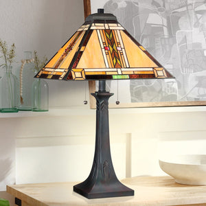 Urban Ambiance - Table Lamp - UQL7034 Craftsman Indoor Table Lamp, 25''H x 15''W x 15''D, Valiant Bronze Finish, Saffron Collection -