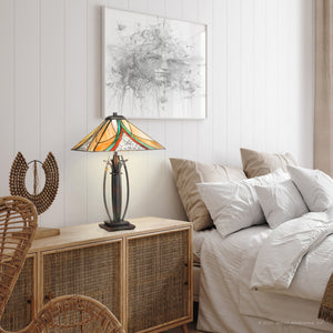 Urban Ambiance - Table Lamp - UQL7035 American Bungalow Indoor Table Lamp, 24.75''H x 16''W x 16''D, Valiant Bronze Finish, Smithfield Collection -