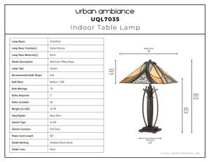 Urban Ambiance - Table Lamp - UQL7035 American Bungalow Indoor Table Lamp, 24.75''H x 16''W x 16''D, Valiant Bronze Finish, Smithfield Collection -
