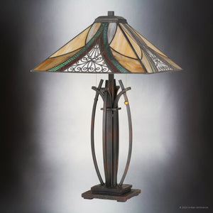 Urban Ambiance - Table Lamp - UQL7035 American Bungalow Indoor Table Lamp, 24.75''H x 16''W x 16''D, Valiant Bronze Finish, Smithfield Collection -