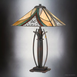 Urban Ambiance - Table Lamp - UQL7035 American Bungalow Indoor Table Lamp, 24.75''H x 16''W x 16''D, Valiant Bronze Finish, Smithfield Collection -