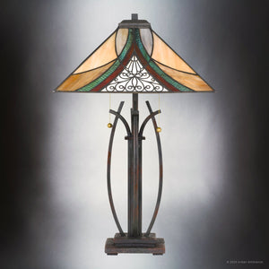Urban Ambiance - Table Lamp - UQL7035 American Bungalow Indoor Table Lamp, 24.75''H x 16''W x 16''D, Valiant Bronze Finish, Smithfield Collection -