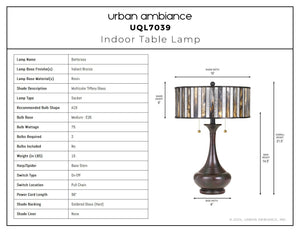 Urban Ambiance - Table Lamp - UQL7039 Tuscan Indoor Table Lamp, 21.5''H x 15''W x 15''D, Valiant Bronze Finish, Battersea Collection -