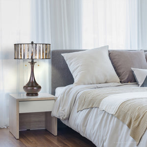Urban Ambiance - Table Lamp - UQL7039 Tuscan Indoor Table Lamp, 21.5''H x 15''W x 15''D, Valiant Bronze Finish, Battersea Collection -