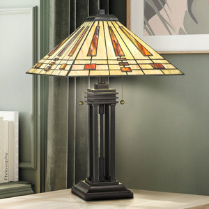 Urban Ambiance - Table Lamp - UQL7042 American Bungalow Indoor Table Lamp, 24.25''H x 16''W x 16''D, Western Bronze Finish, Hammersmith Collection -