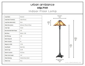 Urban Ambiance - Floor Lamp - UQL7101 Mediterranean Indoor Floor Lamp, 60''H x 17''W x 17''D, Valiant Bronze Finish, Bracknell Collection -