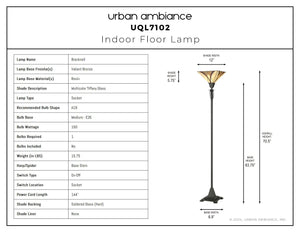 Urban Ambiance - Floor Lamp - UQL7102 Mediterranean Indoor Floor Lamp, 70.5''H x 12''W x 12''D, Valiant Bronze Finish, Bracknell Collection -