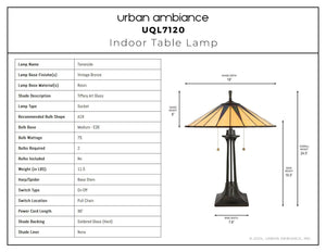 Urban Ambiance - Table Lamp - UQL7120 Craftsman Indoor Table Lamp, 24.5''H x 19''W x 19''D, Vintage Bronze Finish, Tameside Collection -