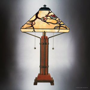 Urban Ambiance - Table Lamp - UQL7130 Natural Indoor Table Lamp, 23.5''H x 14''W x 14''D, Natural Wood Finish, Helston Collection -