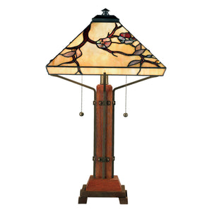 Urban Ambiance - Table Lamp - UQL7130 Natural Indoor Table Lamp, 23.5''H x 14''W x 14''D, Natural Wood Finish, Helston Collection -