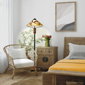 Urban Ambiance - Floor Lamp - UQL7131 Natural Indoor Floor Lamp, 61''H x 17''W x 17''D, Natural Wood Finish, Helston Collection -