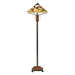 Urban Ambiance - Floor Lamp - UQL7131 Natural Indoor Floor Lamp, 61''H x 17''W x 17''D, Natural Wood Finish, Helston Collection -