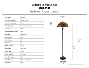 Urban Ambiance - Floor Lamp - UQL7151 Mediterranean Indoor Floor Lamp, 62''H x 18''W x 18''D, Vintage Bronze Finish, Ashborne Collection -