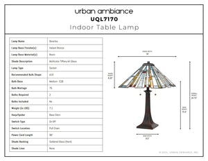 Urban Ambiance - Table Lamp - UQL7170 Posh Indoor Table Lamp, 24.75''H x 16''W x 16''D, Valiant Bronze Finish, Beverley Collection -