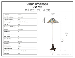 Urban Ambiance - Floor Lamp - UQL7171 Posh Indoor Floor Lamp, 62''H x 17''W x 17''D, Valiant Bronze Finish, Beverley Collection -