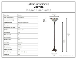 Urban Ambiance - Floor Lamp - UQL7172 Posh Indoor Floor Lamp, 71''H x 16''W x 16''D, Valiant Bronze Finish, Beverley Collection -