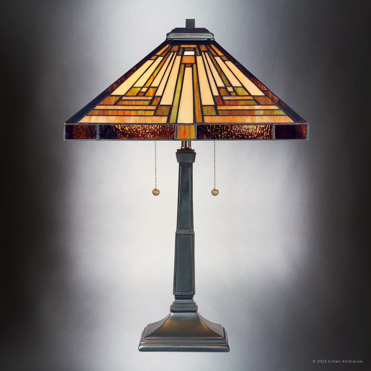 UQL7180 Waltham Tiffany Table Lamp with Craftsman Style, 23''H x 16''W ...