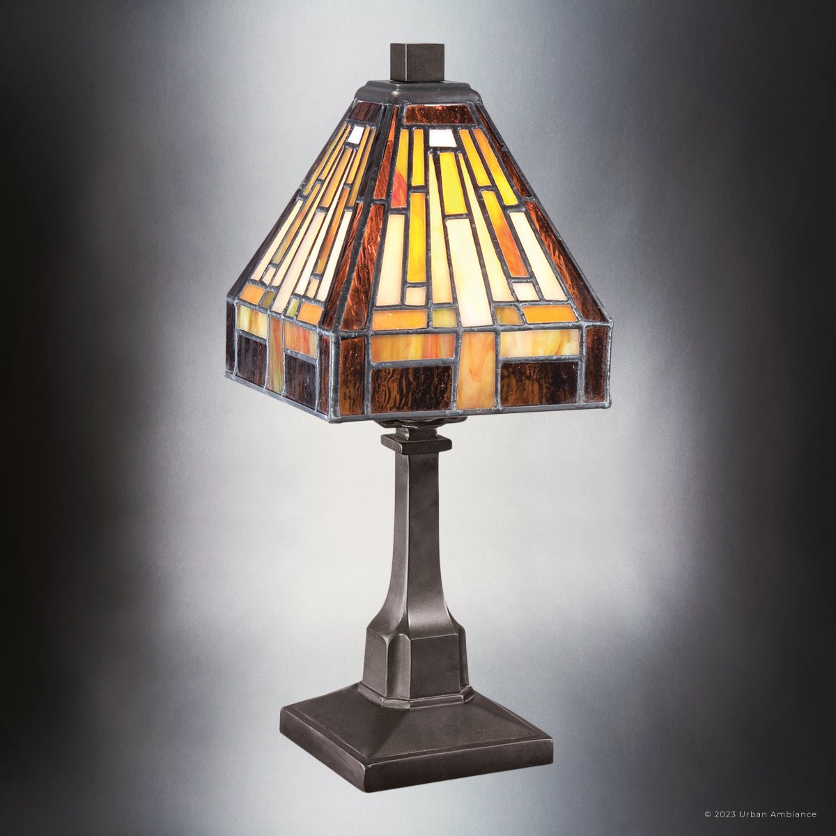 UQL7181 Waltham Tiffany Table Lamp with Craftsman Style, 12''H x 5