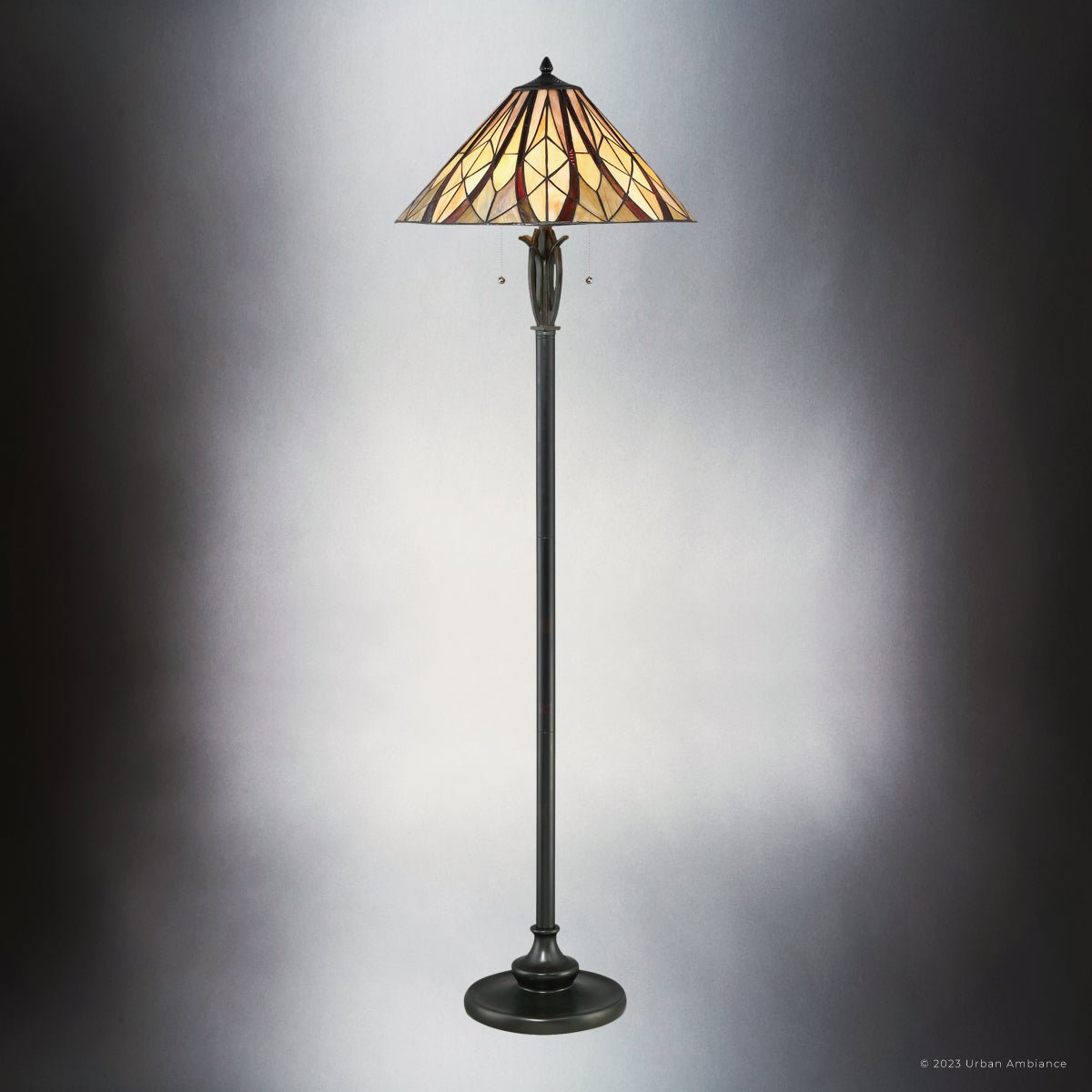 UQL7191 Rochford Tiffany Floor Lamp with Old World Style, 58.5''H