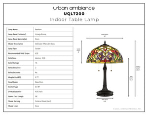 Urban Ambiance - Table Lamp - UQL7200 Natural Indoor Table Lamp, 23.5''H x 16''W x 16''D, Vintage Bronze Finish, Newham Collection -