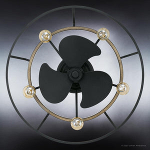 The Urban Ambiance UQL9000 Contemporary Ceiling Fan in Ash Black Finish from the Bergen Collection is a unique lighting fixture that exudes luxury.