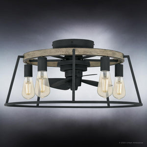 A beautiful and luxurious UQL9000 Contemporary Ceiling Fan 11.5''H x 24''W with a black finish from the Bergen Collection by Urban Ambiance.