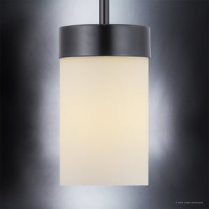 A beautiful Urban Ambiance UHP2308 Transitional Pendant Light with a white shade.