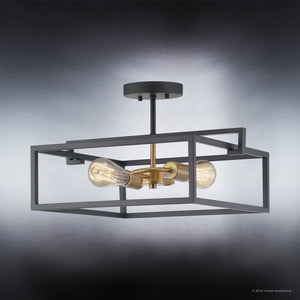 A beautiful lighting fixture, the Urban Ambiance UHP2800 Modern Farmhouse Ceiling Light features a charcoal finish and Cordoba Collection with three bulbs.