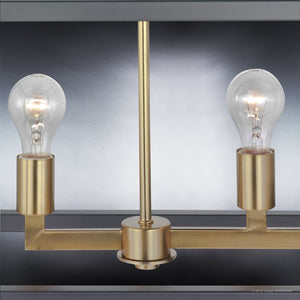 Close-up of the Urban Ambiance UHP2801 Modern Farmhouse Chandelier from the Cordoba Collection, featuring a charcoal finish and measuring 17-1/4″ by 40-7/8″, with two exposed incandescent bulbs set against a gradient gray background—an elegant fixture embodying vintage-inspired lighting trends.