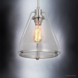 This luxurious UHP2990 Industrial Pendant Light from the Rochdale Collection by Urban Ambiance features a clear glass shade.