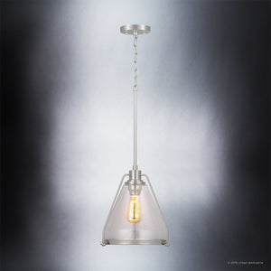 A beautiful UHP2990 Industrial Pendant Light with a clear glass shade, part of the luxury Rochdale Collection by Urban Ambiance.