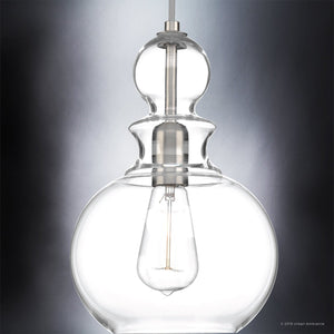An UHP3046 Modern Farmhouse pendant light with a light bulb, part of the Dundee Collection by Urban Ambiance.